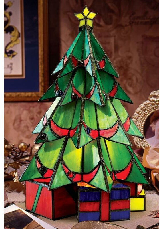 Design Toscano Christmas Tree Stained Glass Illuminated Sculpture And Reviews 0231